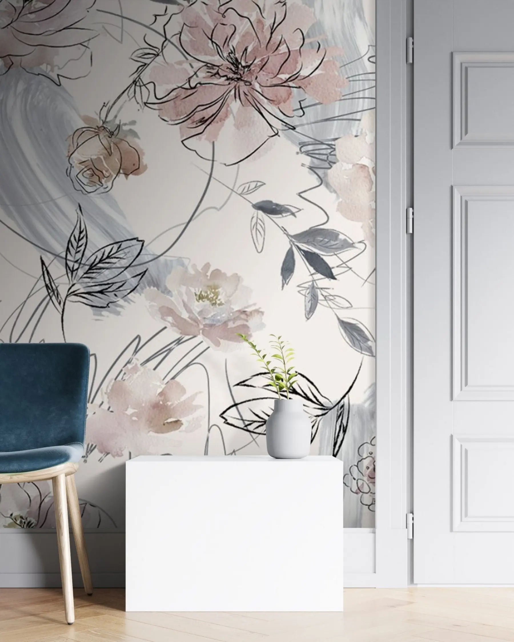 Valokuvatapetti Akvarelli kukkia u71515