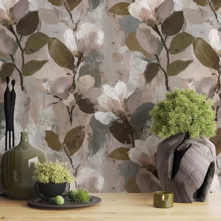 Valokuvatapetti Kukkaiset siveltimenvedot a00968v1