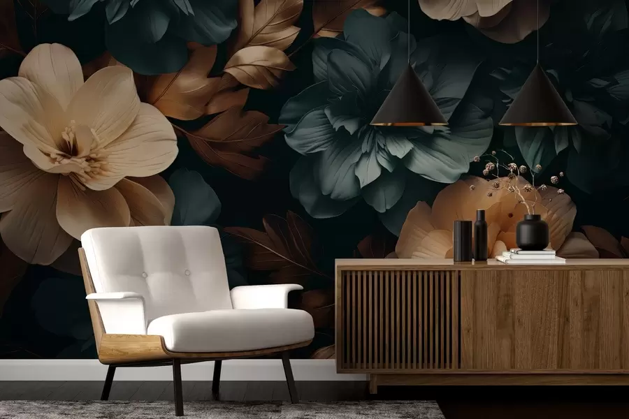 Valokuvatapetti Tumma kukkiva puutarha w05007