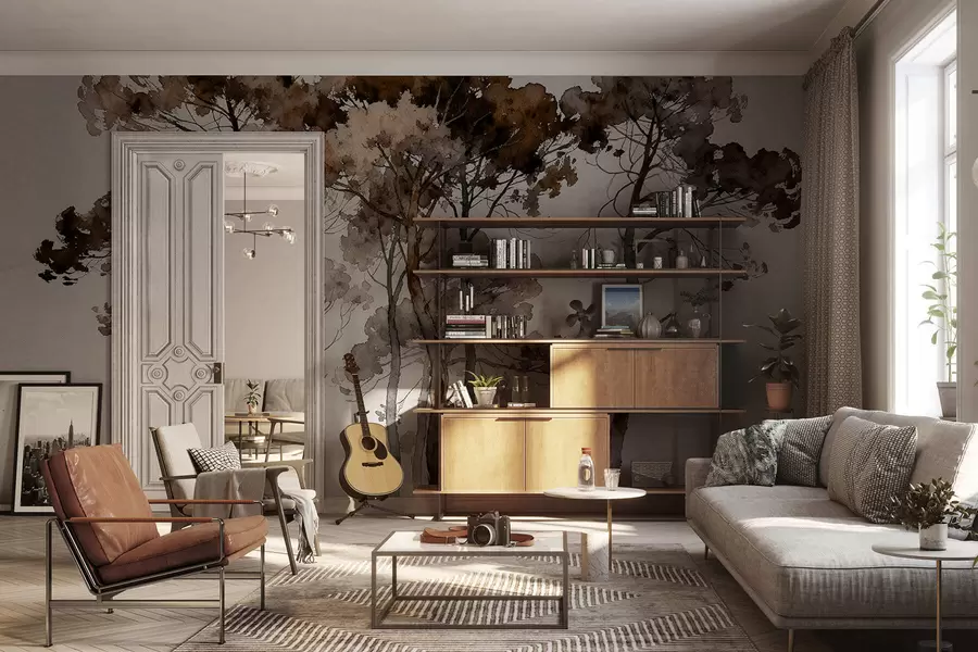 Valokuvatapetti Maalatut männyt w05173v1