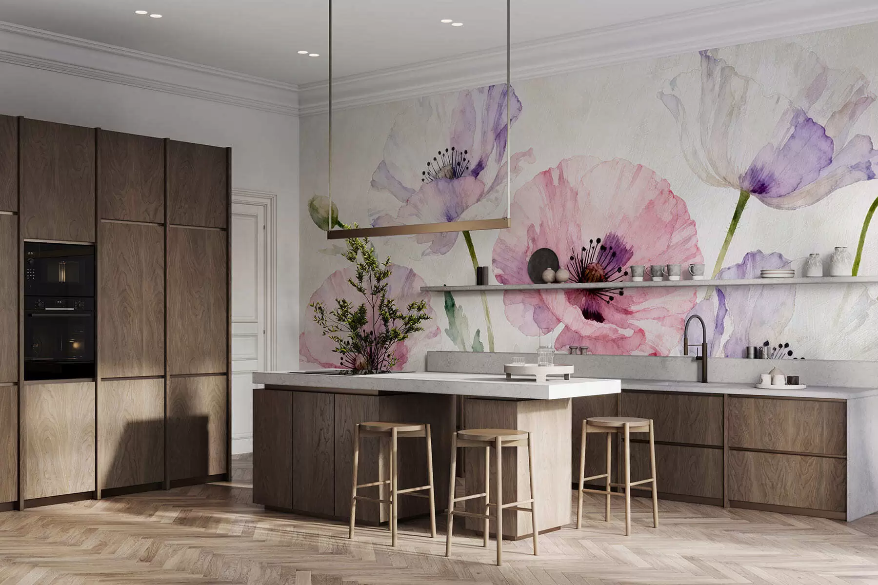 Valokuvatapetti Akvarelli unikot w05174