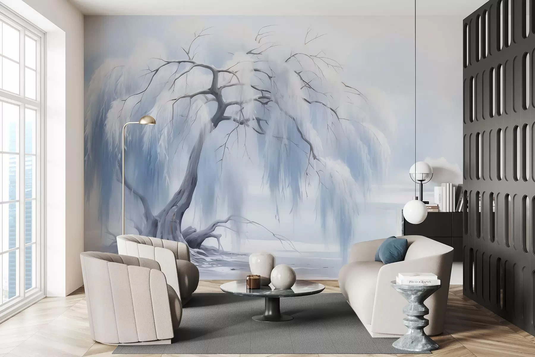 Valokuvatapetti Rehevä maalattu puu w05179