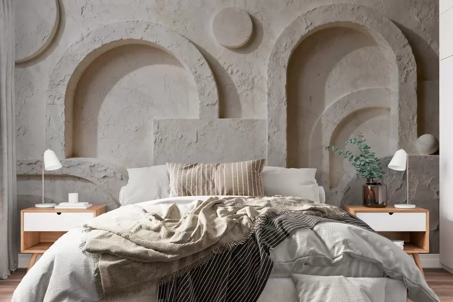 Valokuvatapetti Betonista valmistettu tilavuusgeometria w05186