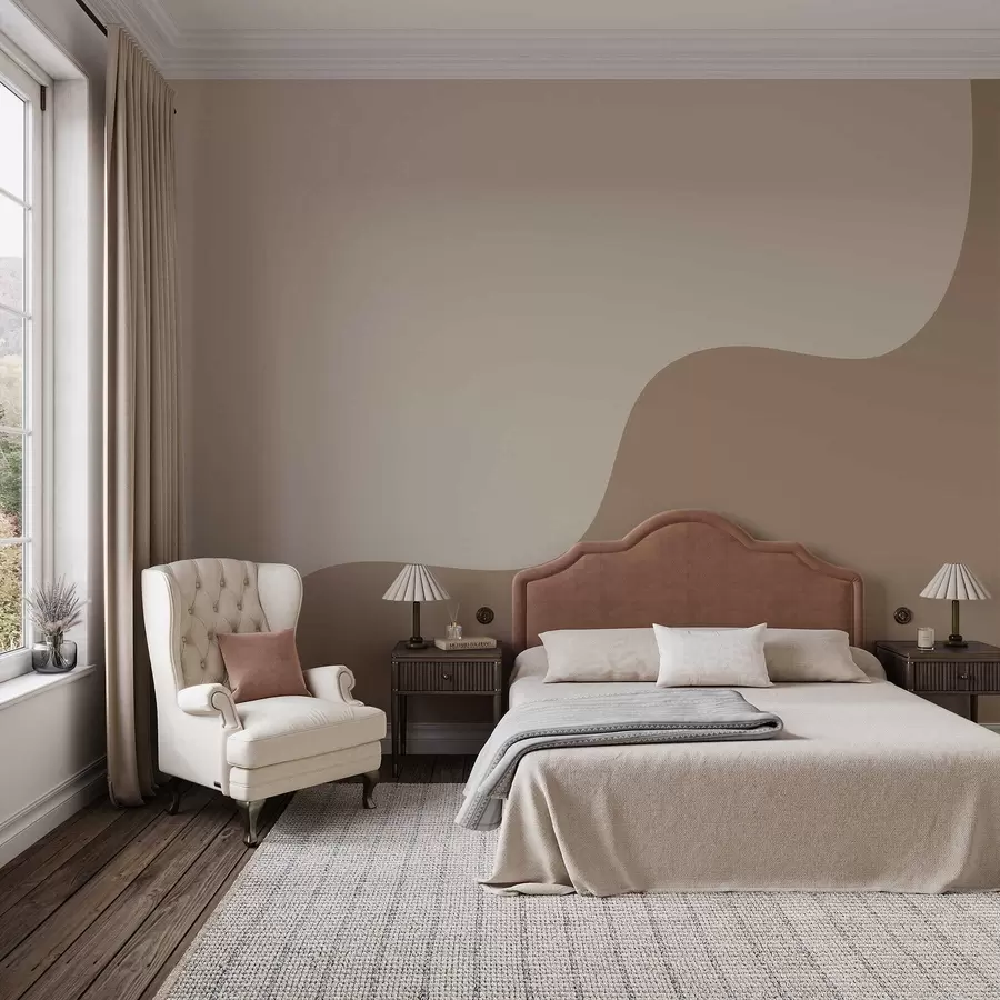 Valokuvatapetti Sileät abstraktit muodot vaaleanbeigen ja ruskean sävyissä w05097v2