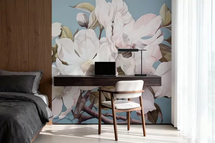 Valokuvatapetti Rehevät kukat puun oksalla w05178