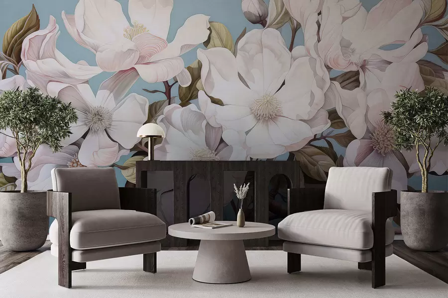 Valokuvatapetti Rehevät kukat puun oksalla w05178