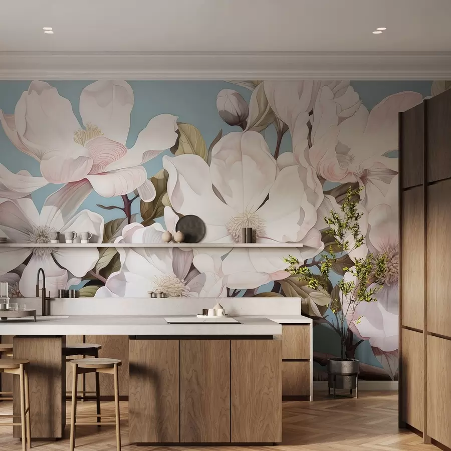 Valokuvatapetti Rehevät kukat puun oksalla w05178