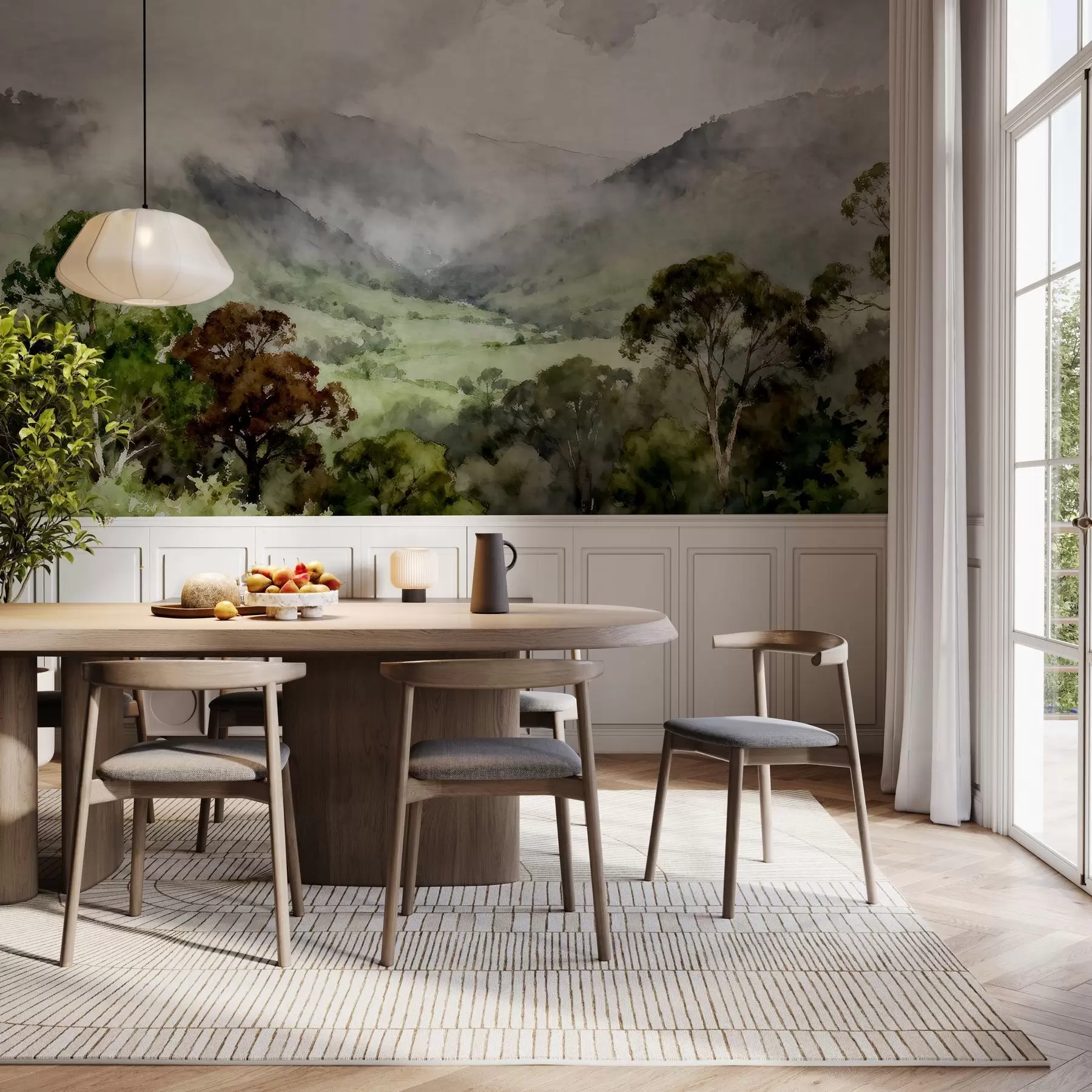 Valokuvatapetti Maalattu maisema sumussa w05185