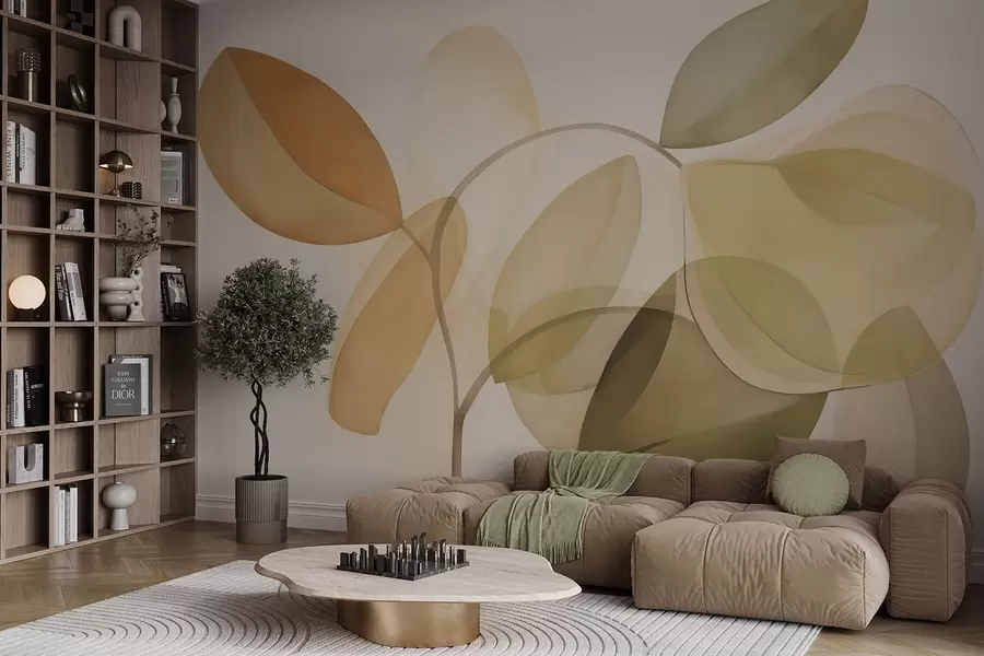 Valokuvatapetti Abstrakti lehtien maalausjäljitelmä w05208