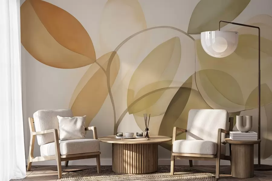 Valokuvatapetti Abstrakti lehtien maalausjäljitelmä w05208