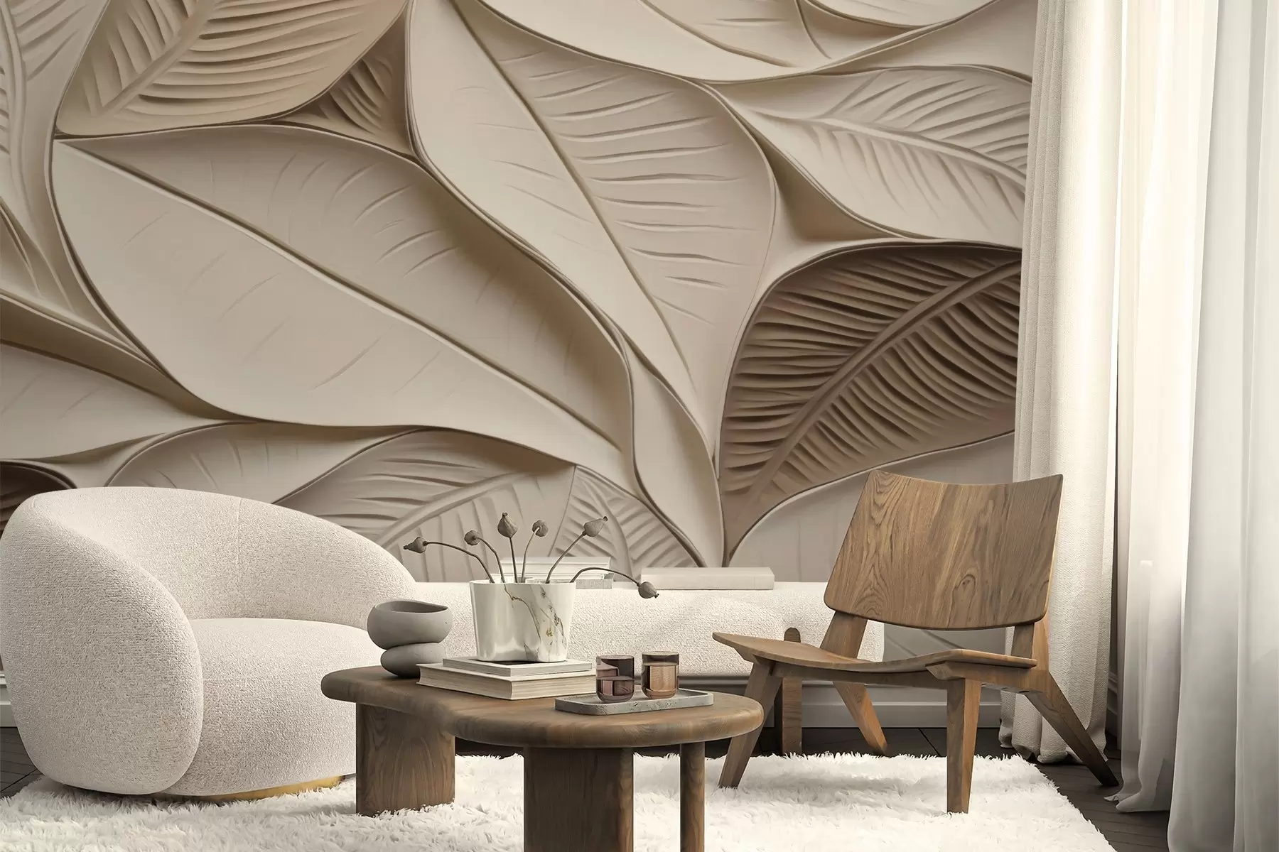 Valokuvatapetti Abstraktit lehdet, joissa on suonet w05209