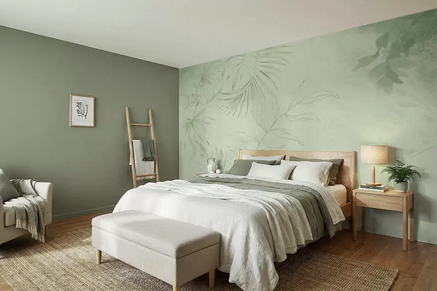 Valokuvatapetti Lineaariset kasvit viileällä sinisellä taustalla w05128v2