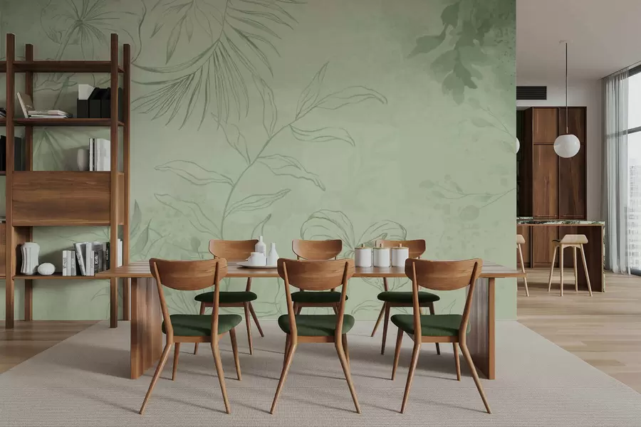 Valokuvatapetti Lineaariset kasvit viileällä sinisellä taustalla w05128v2