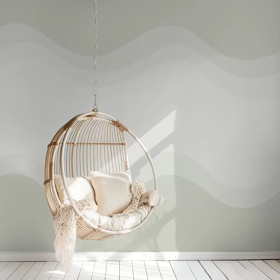 Valokuvatapetti Abstraktit aallot vaaleanvihreässä paletissa w05132v1