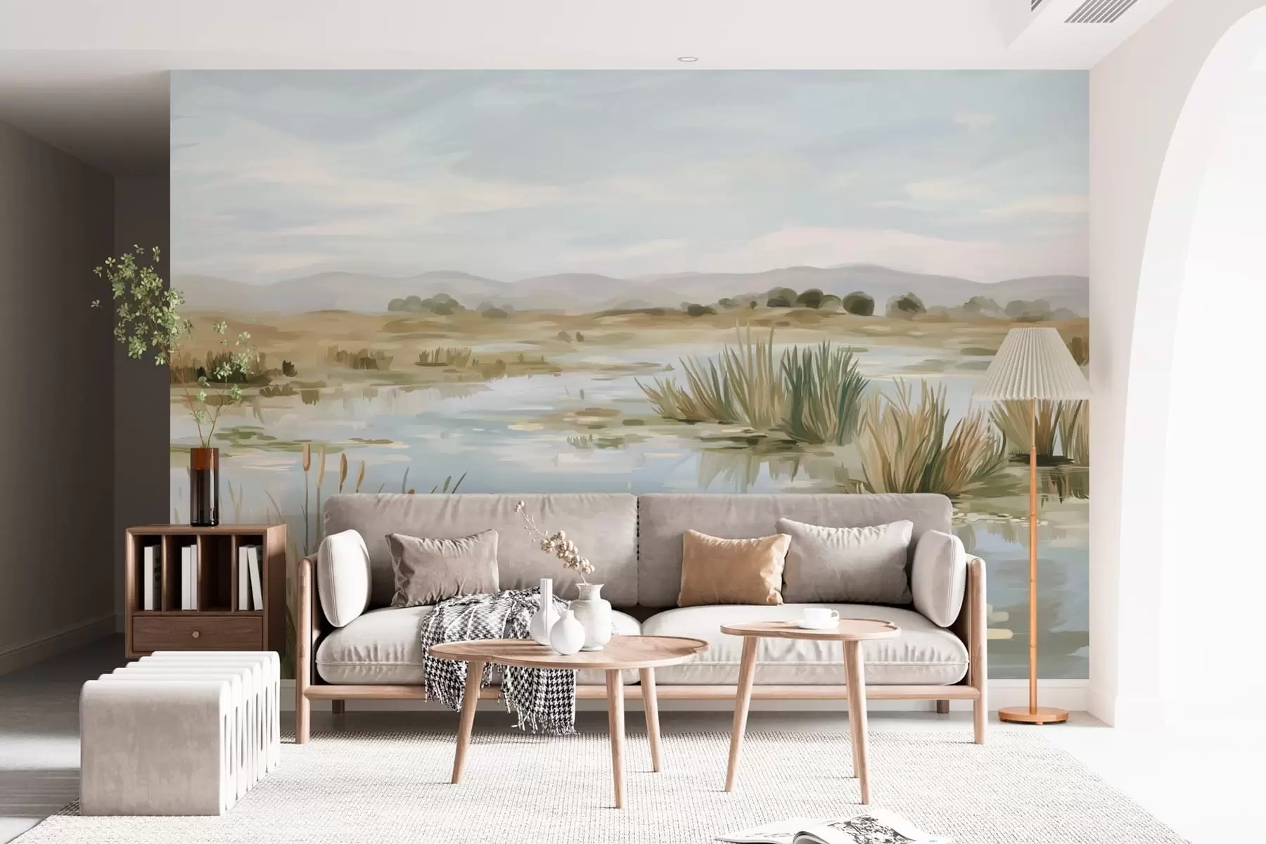 Valokuvatapetti Hiljainen, rauhallinen järvi ja maalauksellinen maisema w05214