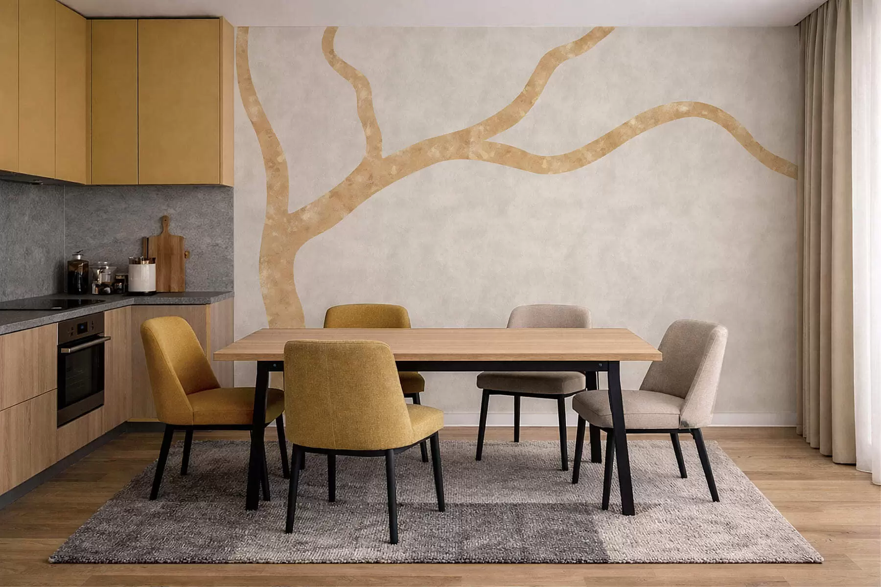 Valokuvatapetti Vaalea oksa vaalealla taustalla w05144