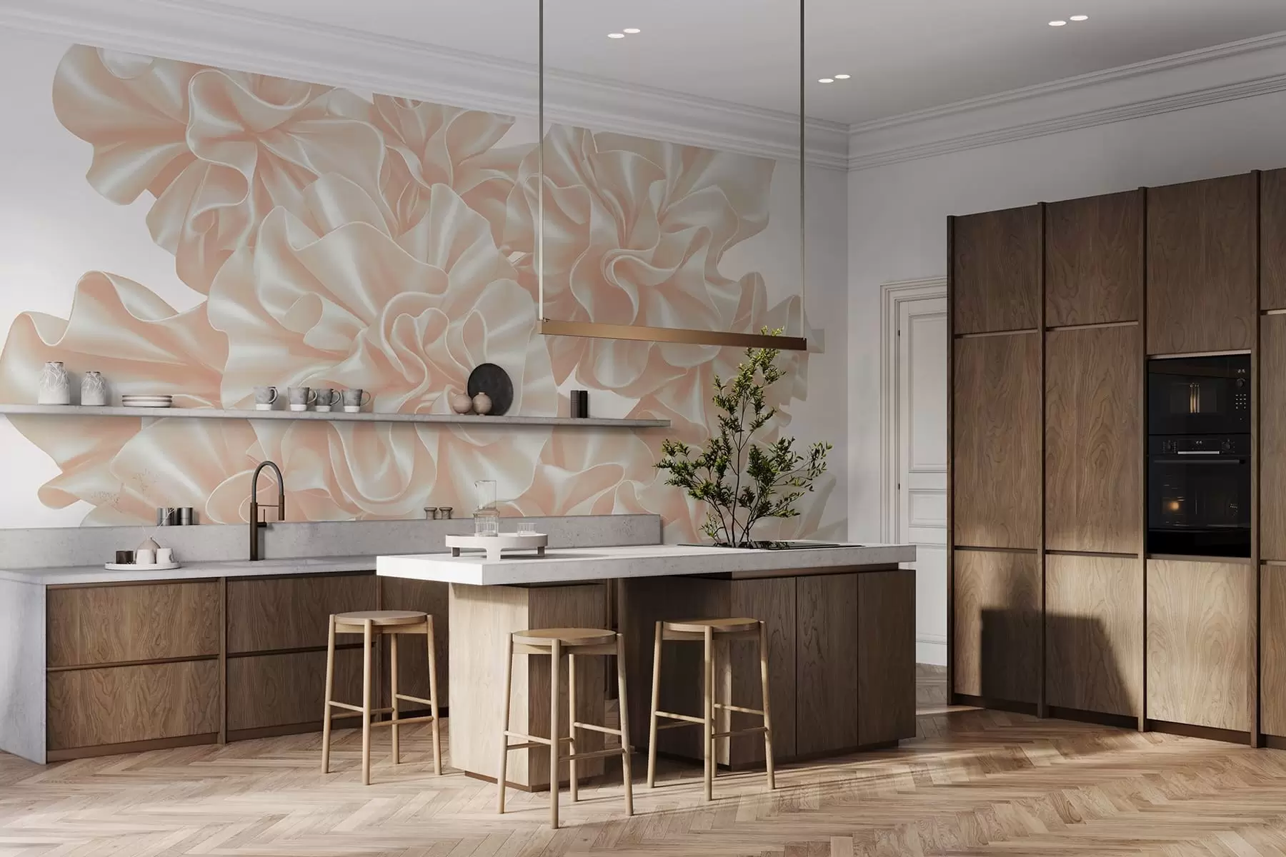 Valokuvatapetti Kukkien jäljitelmä nauhoista w05252