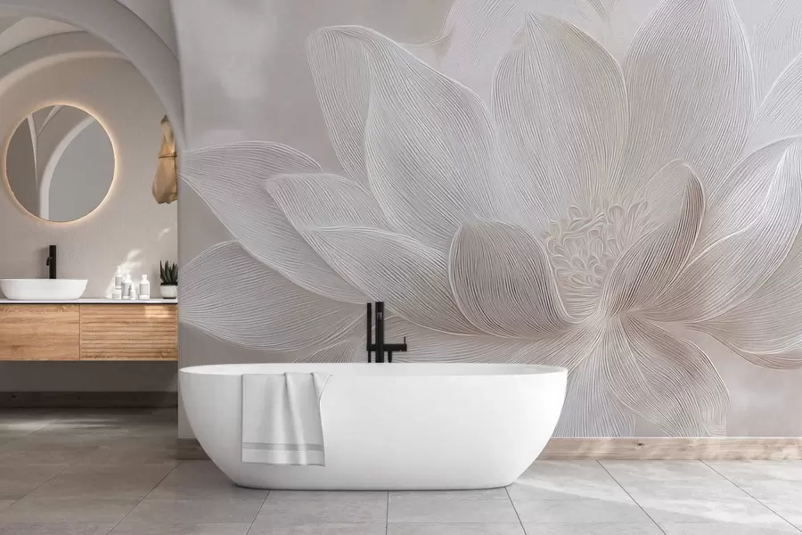 Valokuvatapetti Abstraktit virtaavat aallot vaaleanbeigen sävyissä w05266