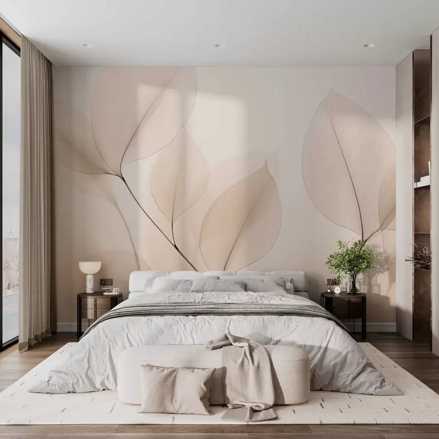 Valokuvatapetti Valkoinen kukka, jossa on ohut viiva w05268