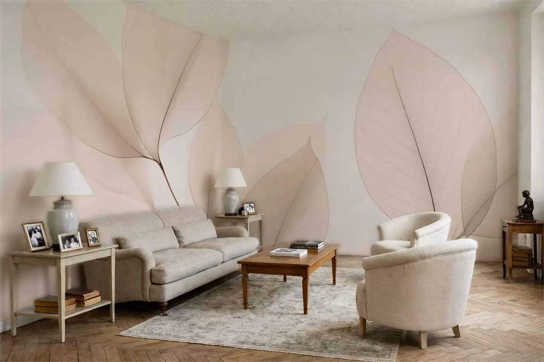 Valokuvatapetti Valkoinen kukka, jossa on ohut viiva w05268