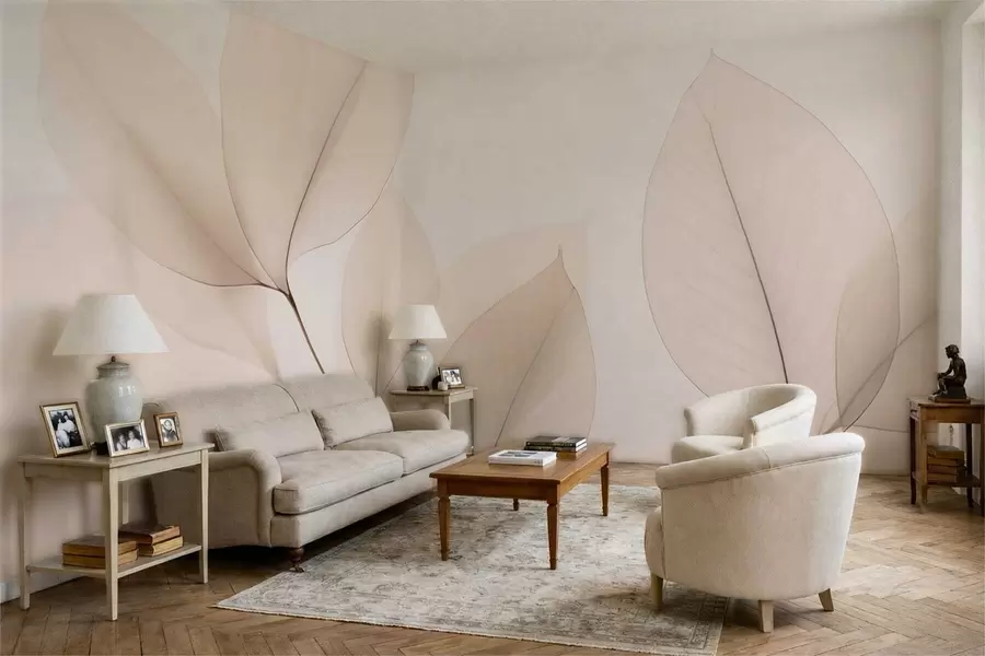 Valokuvatapetti Valkoinen kukka, jossa on ohut viiva w05268