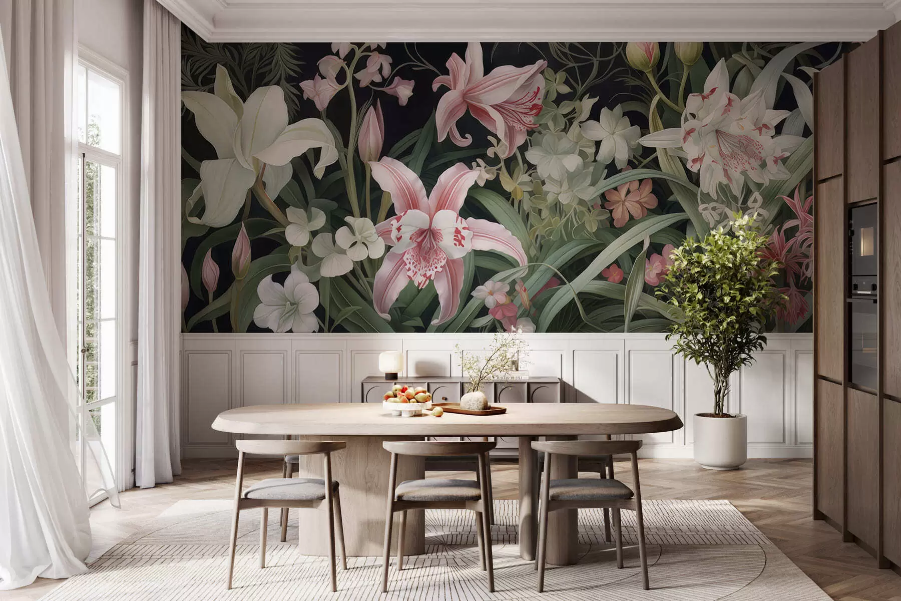 Valokuvatapetti Upeat kukat tummalla taustalla w05278