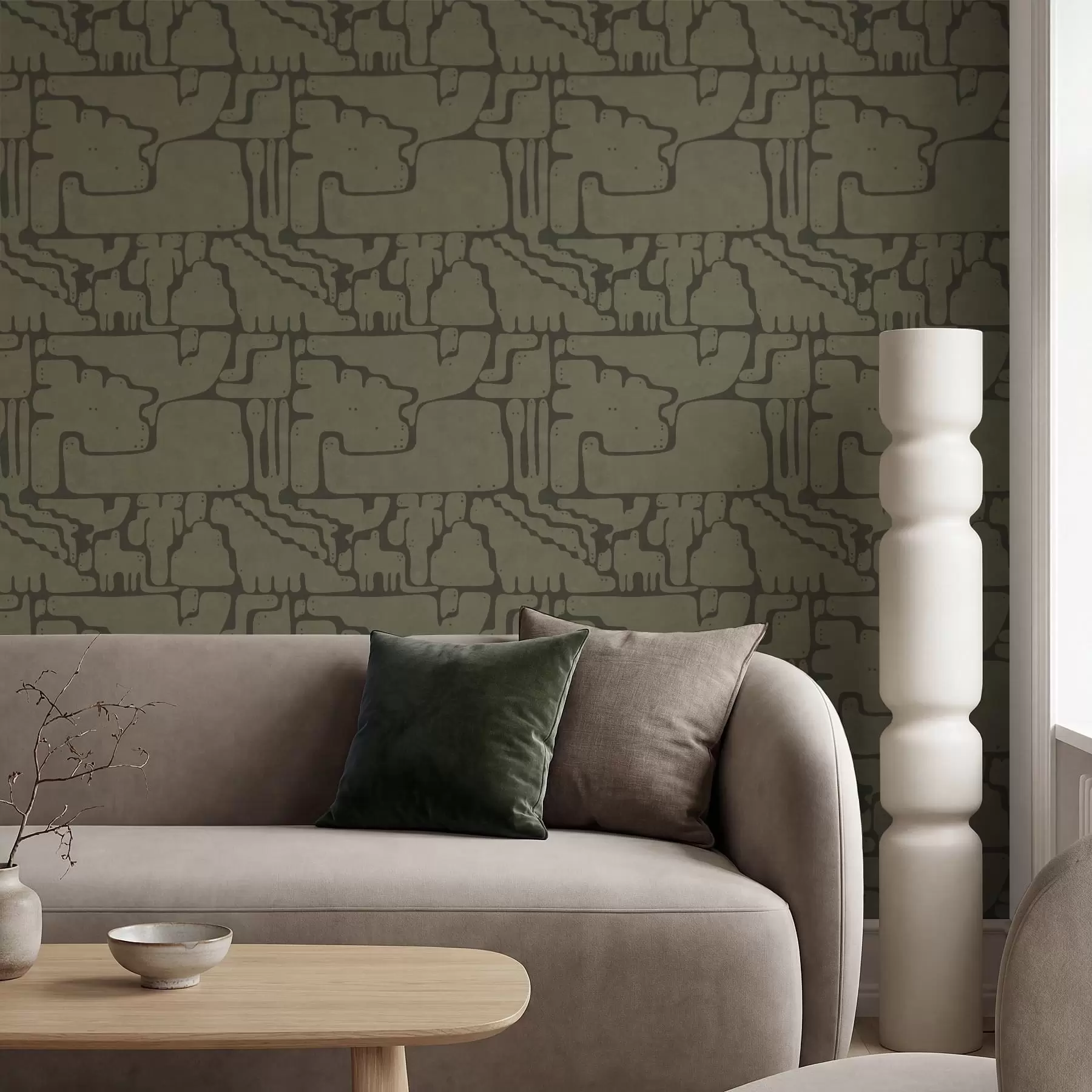 Valokuvatapetti Abstrakti orgaaninen kuvio vihreissä sävyissä a01122