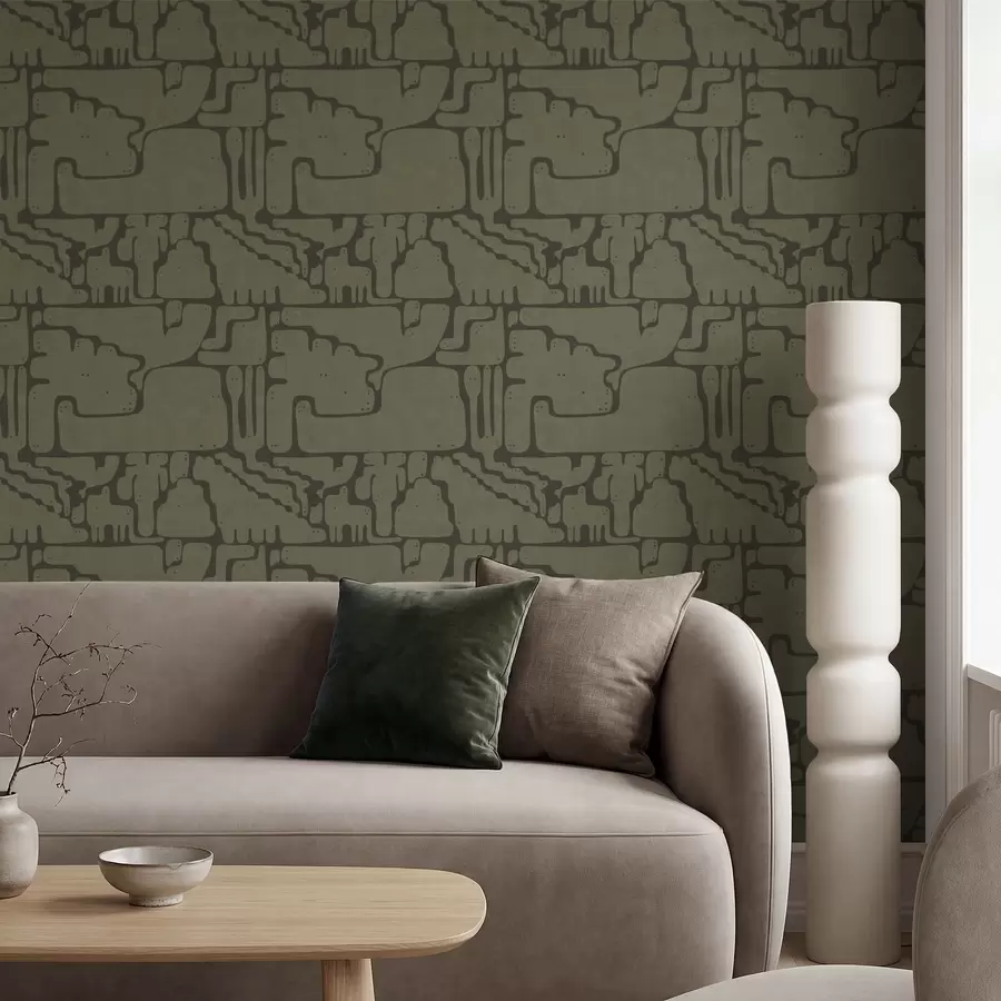 Valokuvatapetti Abstrakti orgaaninen kuvio vihreissä sävyissä a01122