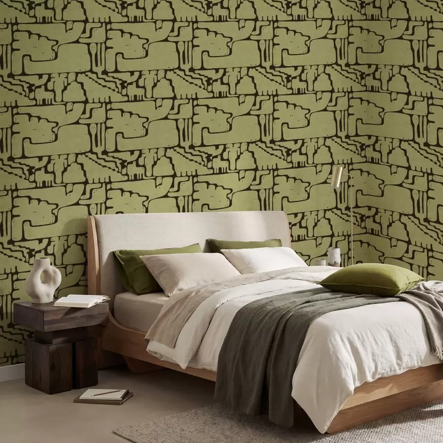 Valokuvatapetti Abstrakti kuvio tummilla viivoilla a01122v1