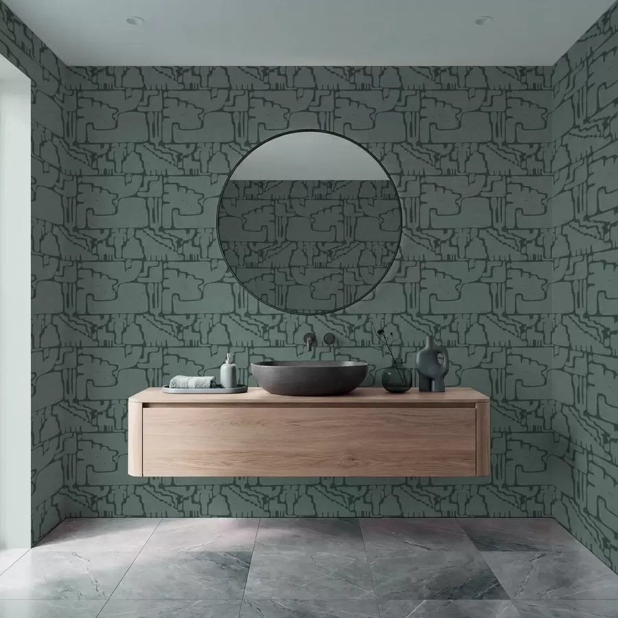 Valokuvatapetti Abstrakti kuvio sinivihreissä sävyissä a01122v3