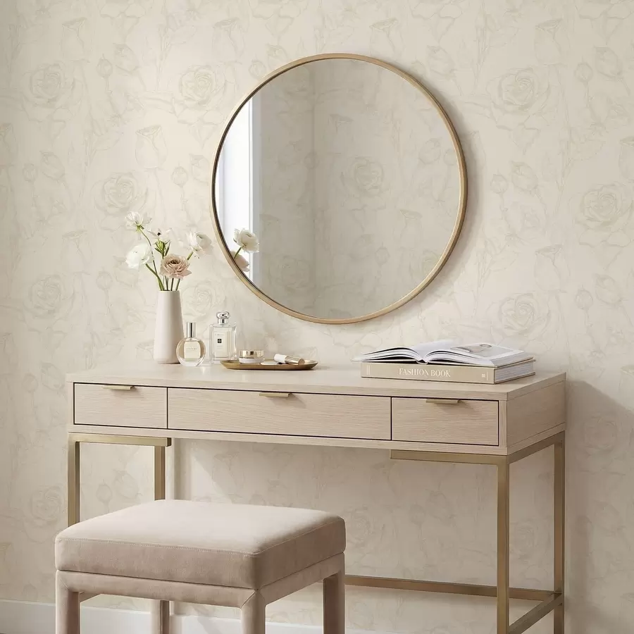 Valokuvatapetti Vaaleanpunainen kukkakuvio beige-taustalla a01124