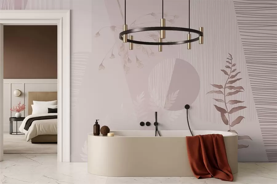 Valokuvatapetti Abstraktit ruohot pehmeissä vaaleanpunaisissa sävyissä w05318v1