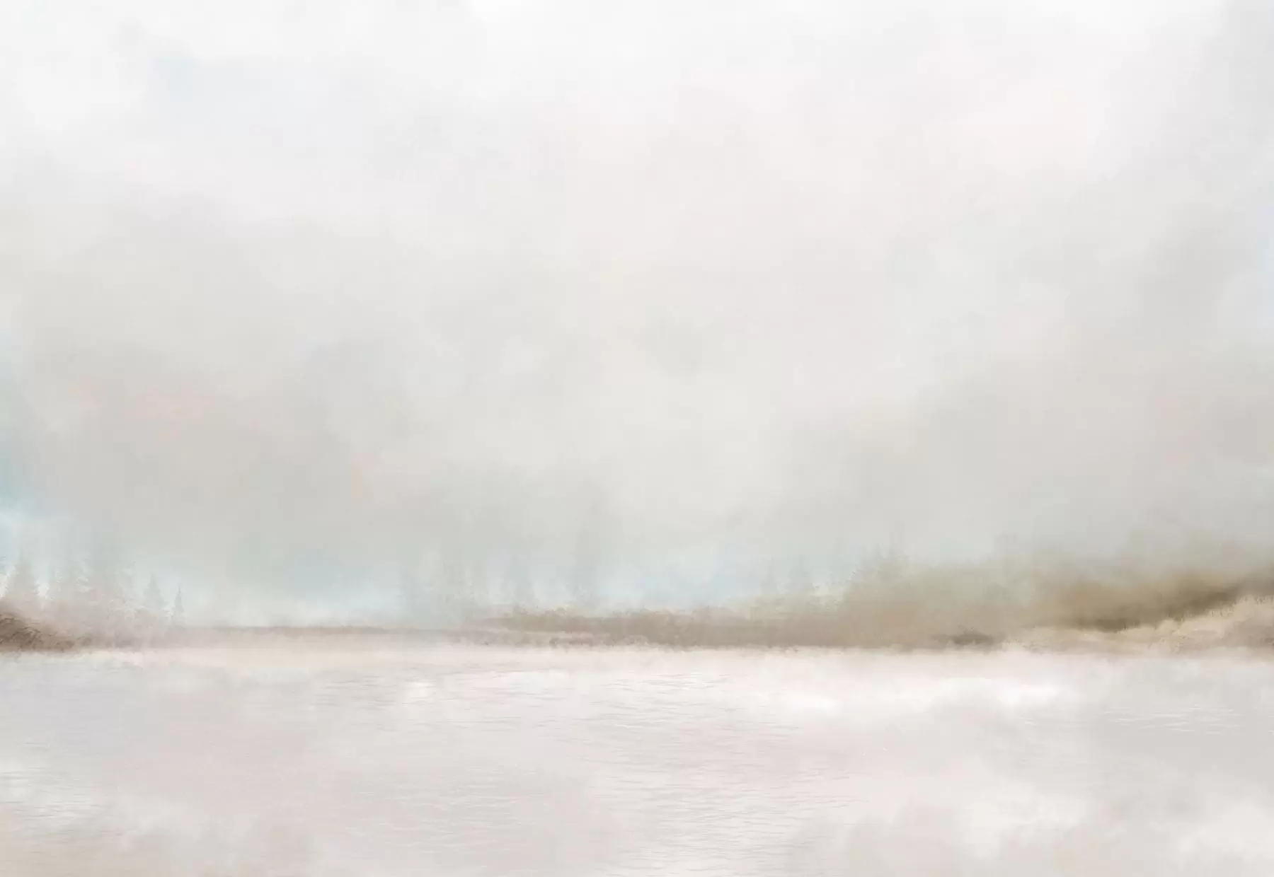 Valokuvatapetti Sumuiset maisemat järven ja metsän kanssa w05319