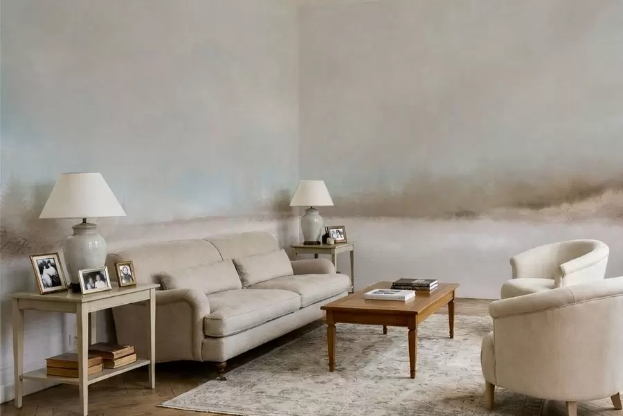 Valokuvatapetti Sumuiset maisemat järven ja metsän kanssa w05319