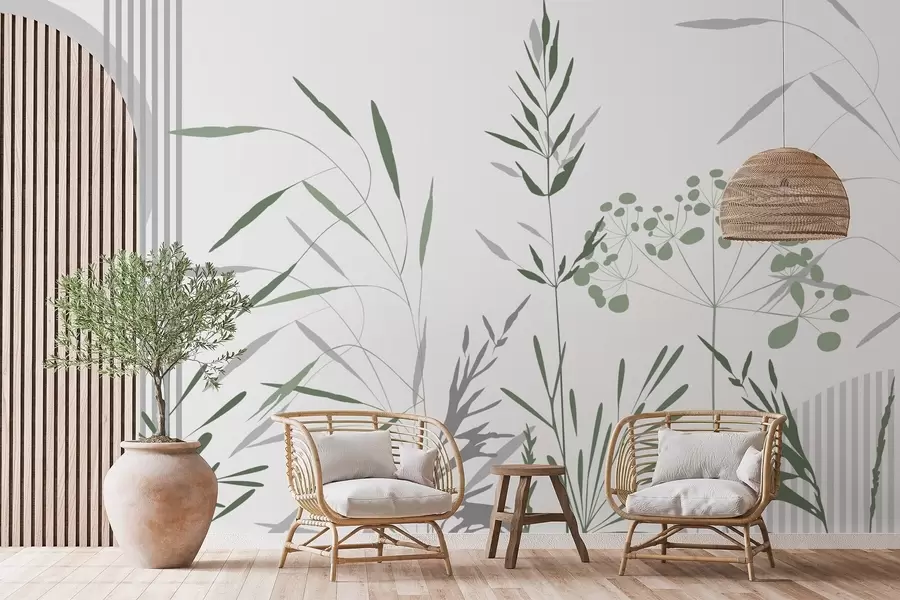 Valokuvatapetti Kasvillisuuden abstraktit siluetit w05375