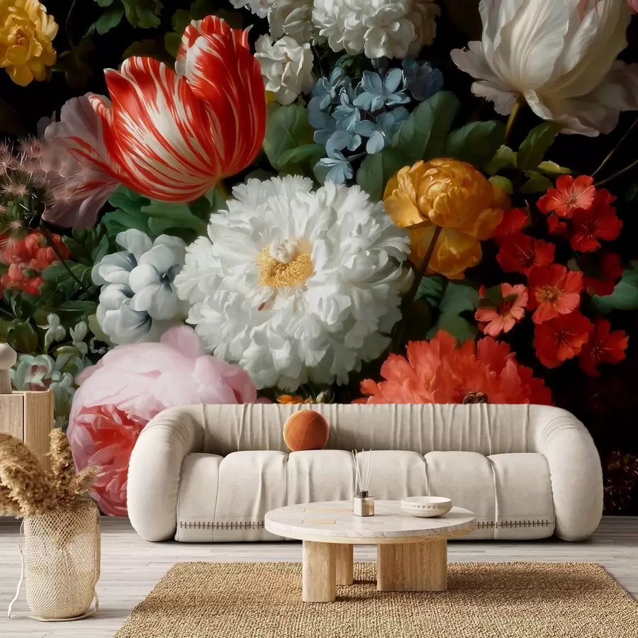 Valokuvatapetti Ylellinen kukkakimppu keväisestä puutarhasta w09676