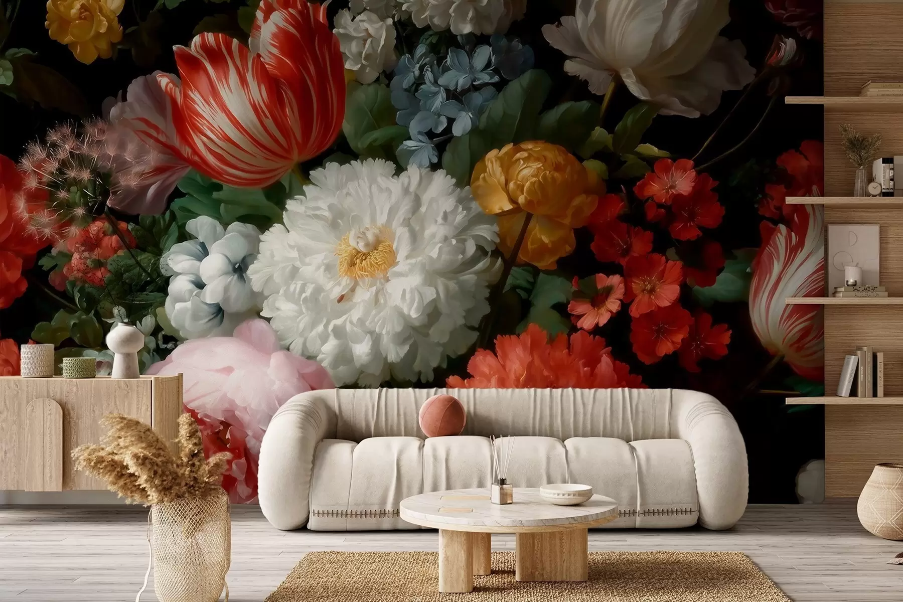 Valokuvatapetti Ylellinen kukkakimppu keväisestä puutarhasta w09676