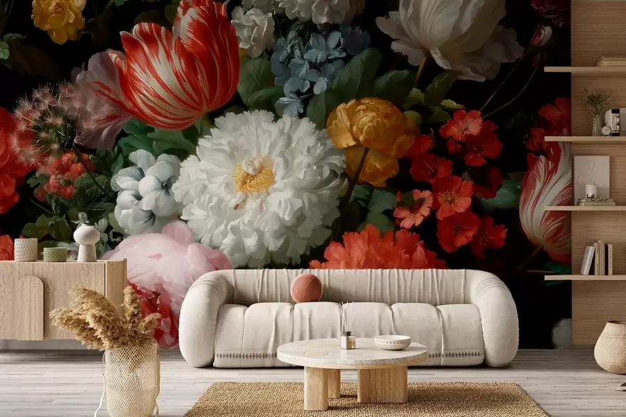 Valokuvatapetti Ylellinen kukkakimppu keväisestä puutarhasta w09676