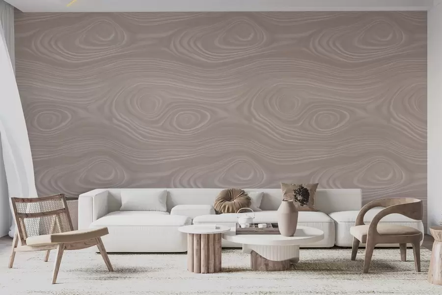 Valokuvatapetti Abstrakti beige kuosi, jossa on pehmeät linjat ja luonnonpuun tekstuuria jäljittelevä kuvio w09681