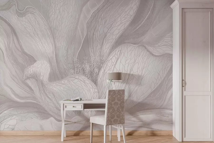 Valokuvatapetti Kevyt, abstrakti kukka, jossa on sulavat linjat w05119v3