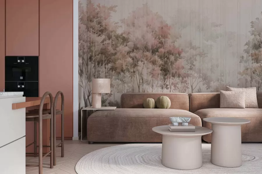 Valokuvatapetti Lehtimetsä ja linjat w05442v2