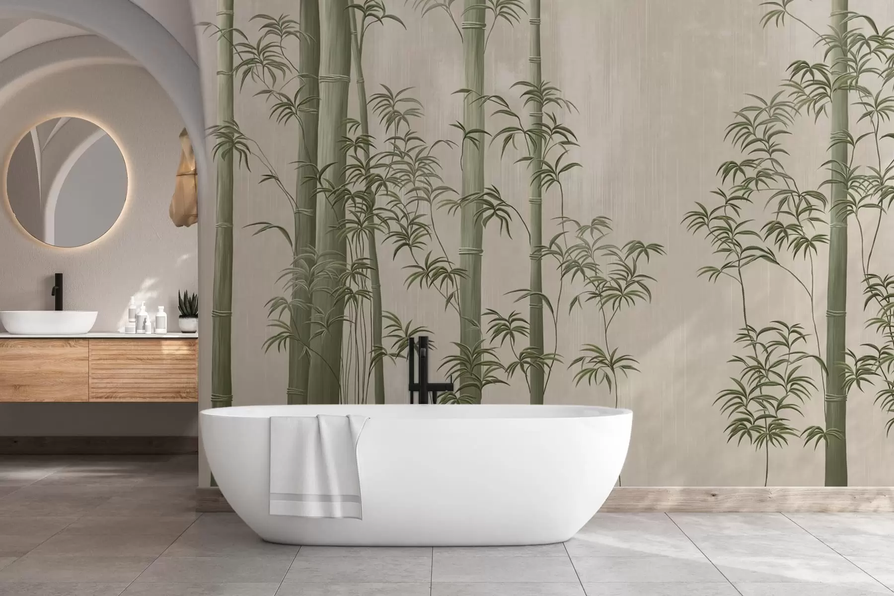Valokuvatapetti Vaaleanvihreä bambu  w05120v1
