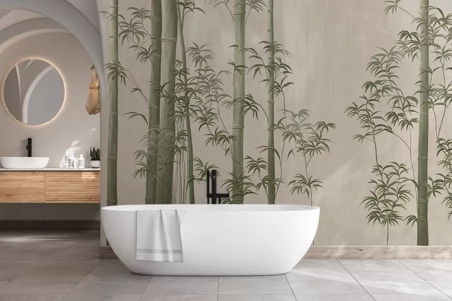 Valokuvatapetti Vaaleanvihreä bambu  w05120v1