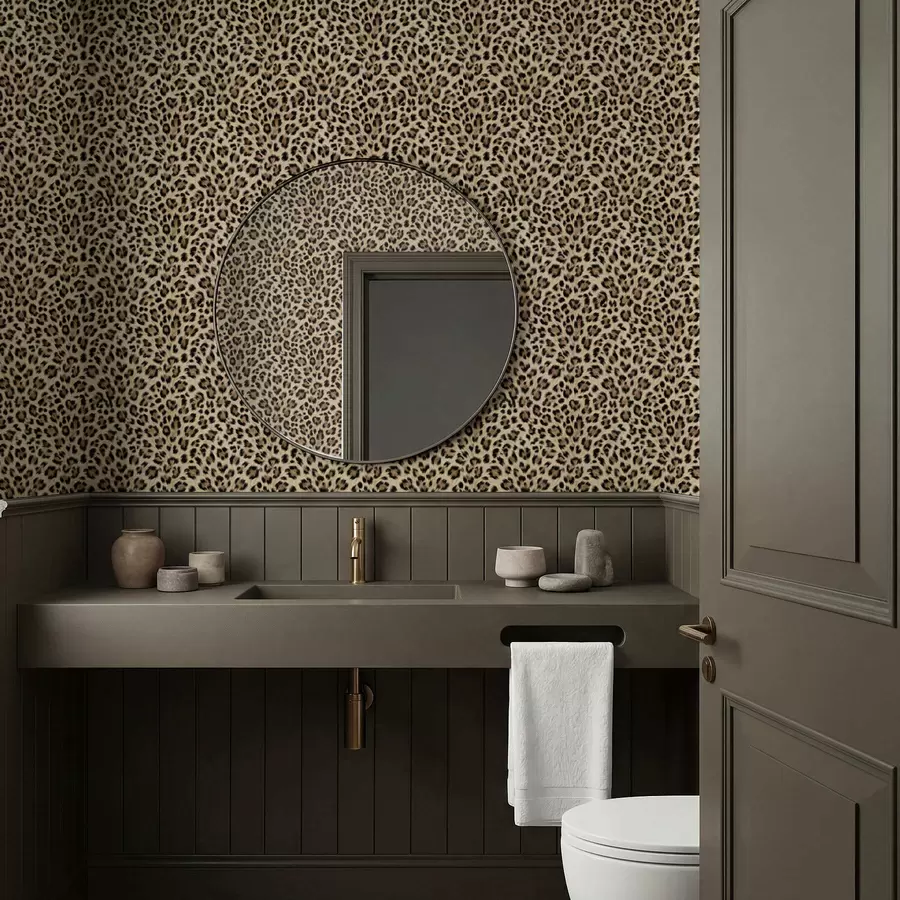 Valokuvatapetti Leopardikuvio, jossa on täpliä vaalealla taustalla a01151