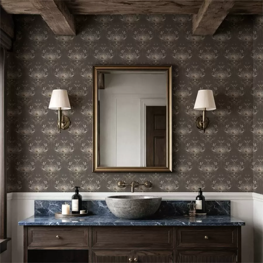 Valokuvatapetti Koriste, jossa on joutsenia ja lintuja klassisessa tyylissä a01161