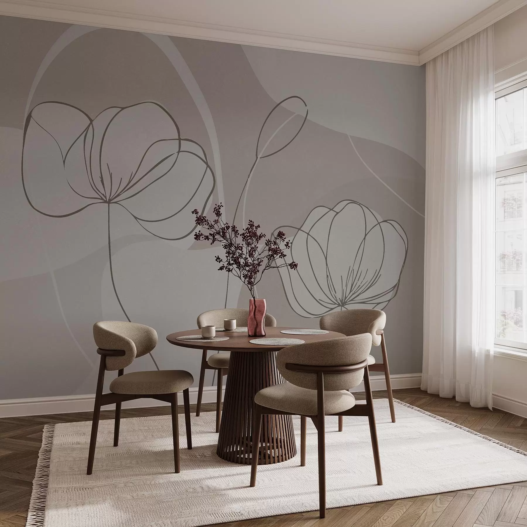 Valokuvatapetti Minimalistiset kukat w09779