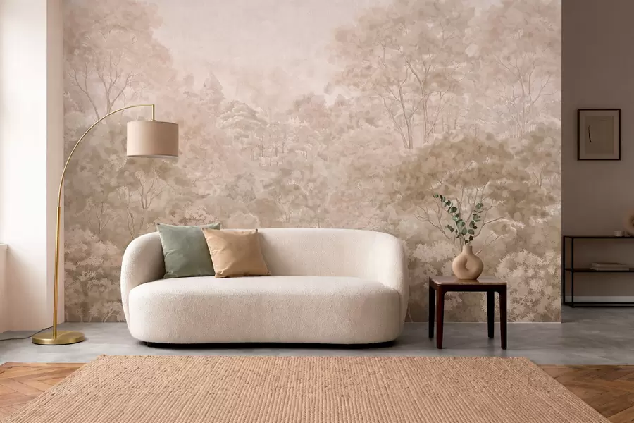 Valokuvatapetti Vintage-tyylinen metsämaisema lämpimissä beigeissä sävyissä w05433v1
