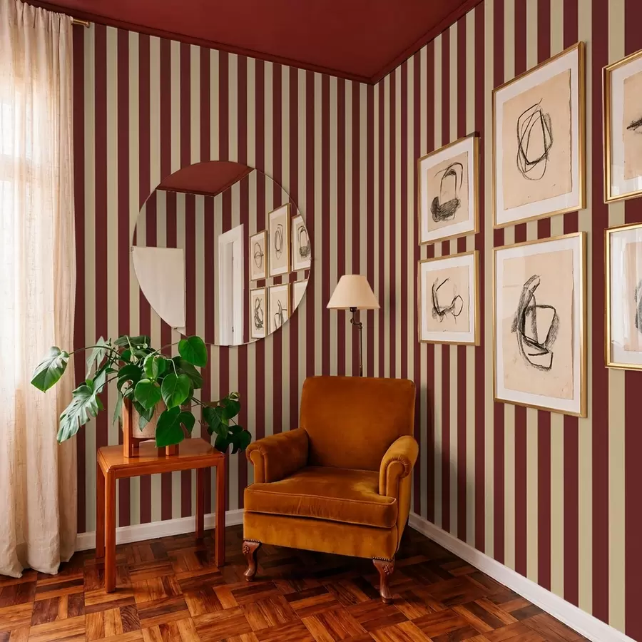 Valokuvatapetti Punaiset ja beigeä väriset pystysuorat raidat a01179