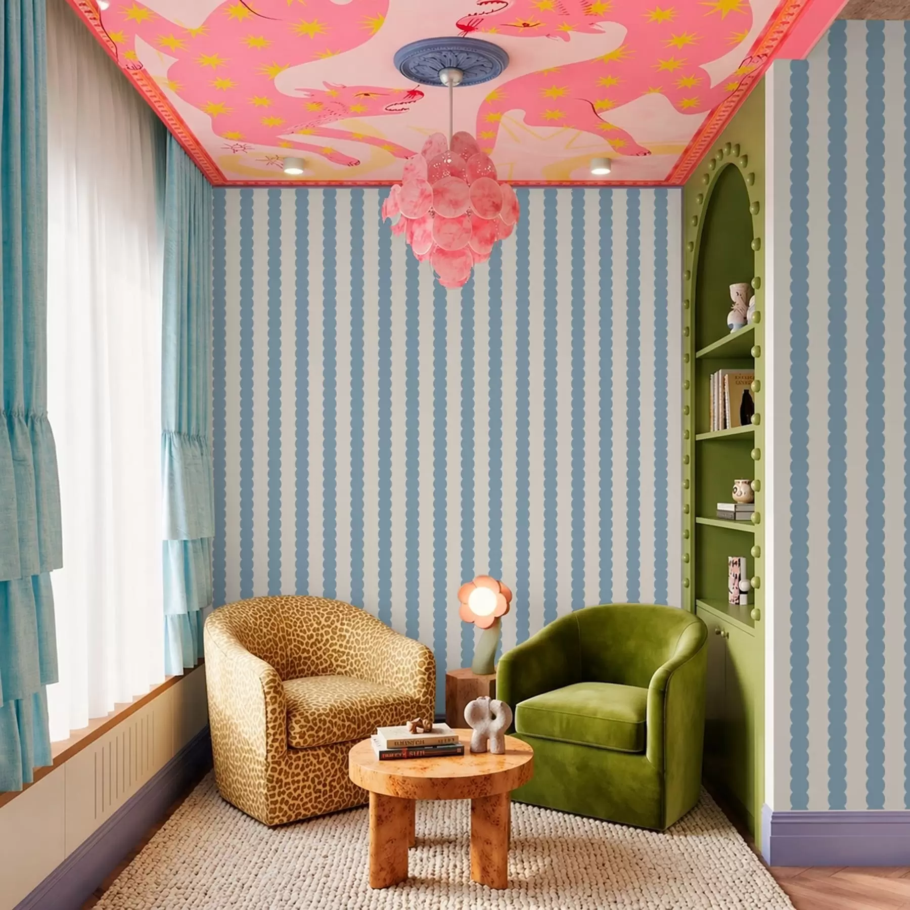 Valokuvatapetti Siniset aaltoilevat raidat minimalistisessa tyylissä a01182