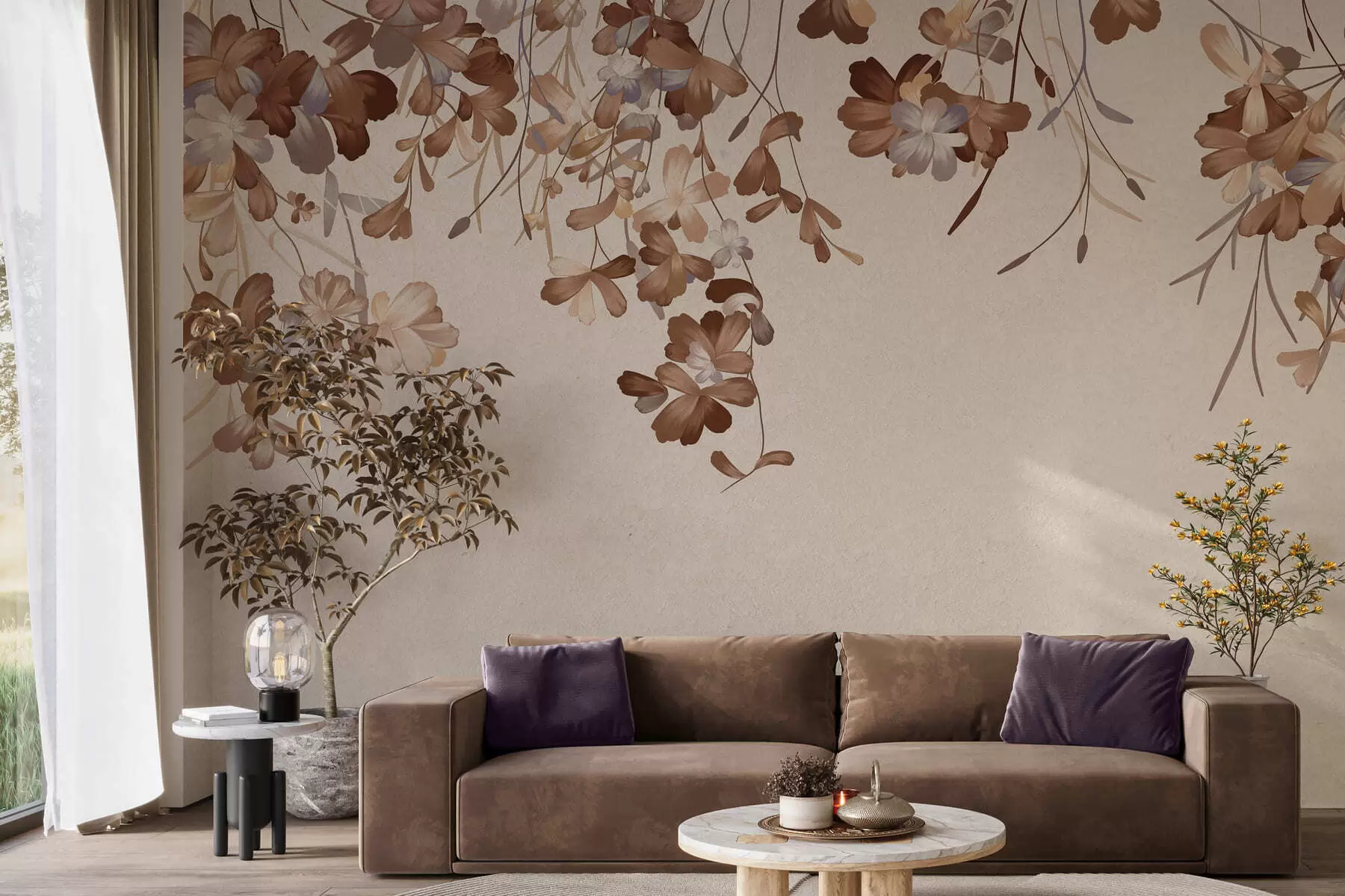 Valokuvatapetti Seinälle ripustetut lehdet w05530